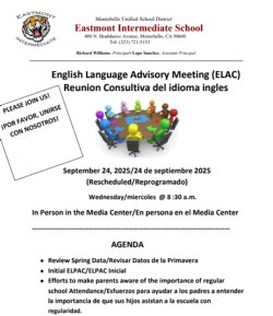ELAC COMMITTEE MEETING / REUNIÓN DE PADRES DE ELAC